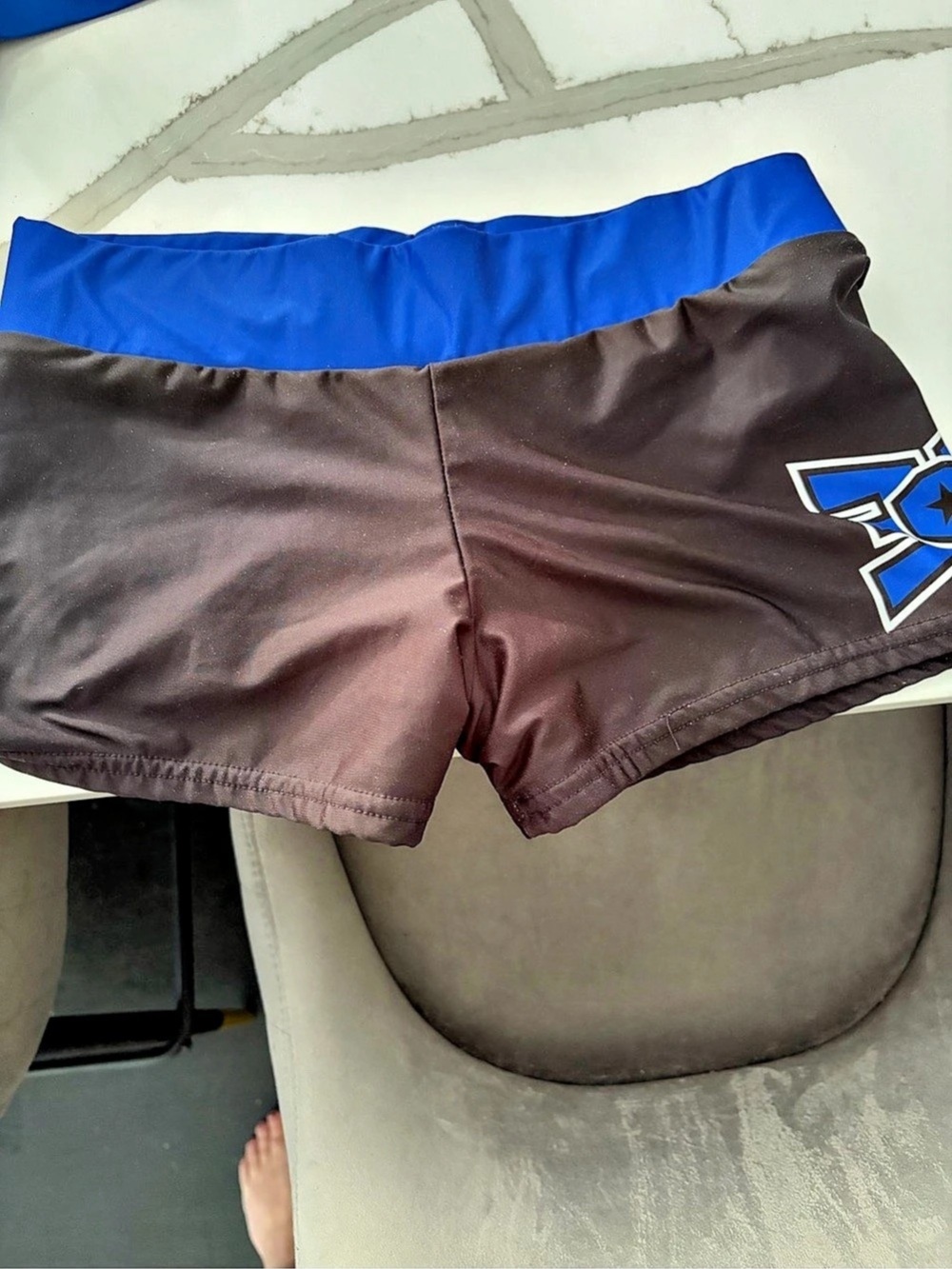Varsity Spirit Cheer Boy-Cut Briefs / Spanx Athletic Shorts in Blue & Black Size